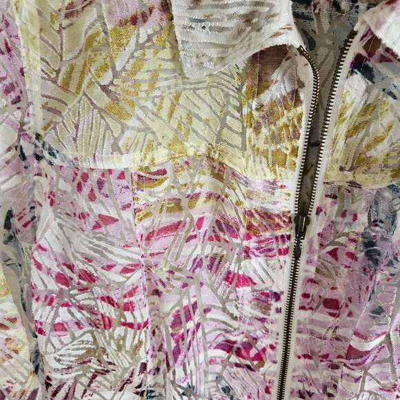 Coldwater Creek Woman's Size 18 Colorful  Burnout Sheer  Full Zip Jacket LT Weig - Picture 3 of 6